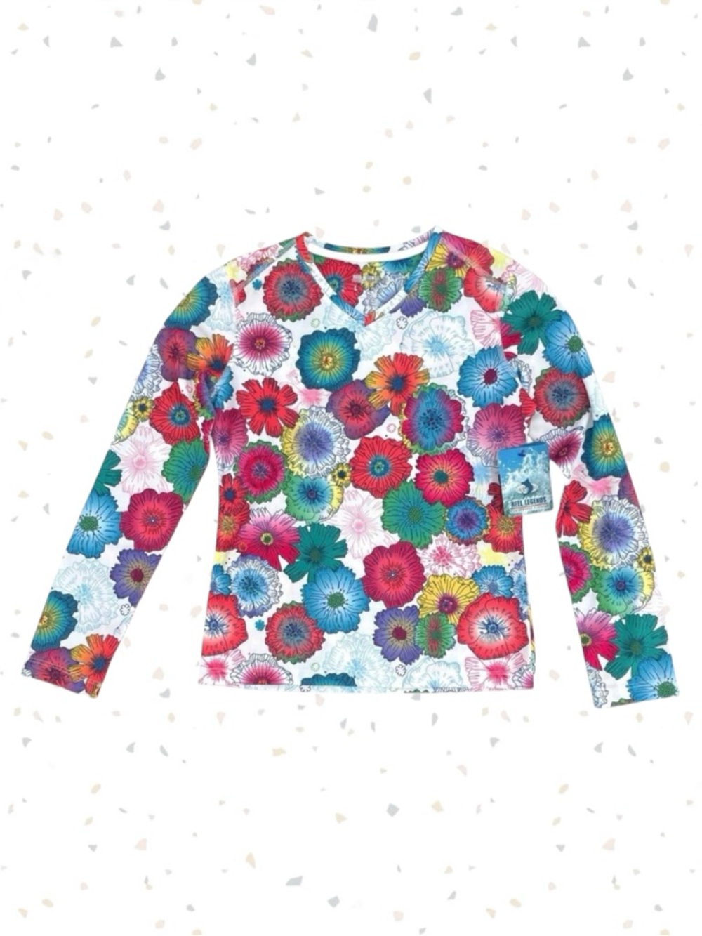NEW Reel Legends Kid Long Sleeve Floral UV Fishing Shirt Rash Guard Youth Size L